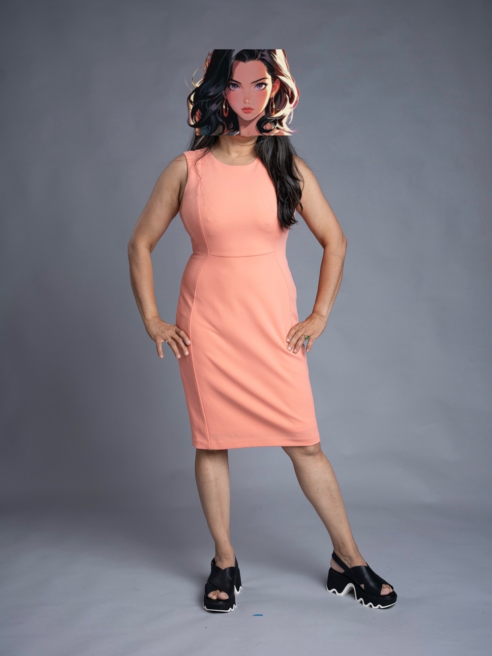 Calvin Klein Peach Sleeveless Sheath Dress